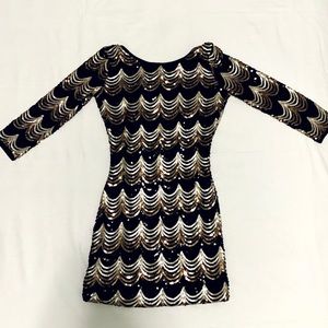 Black dress | black and gold sequins